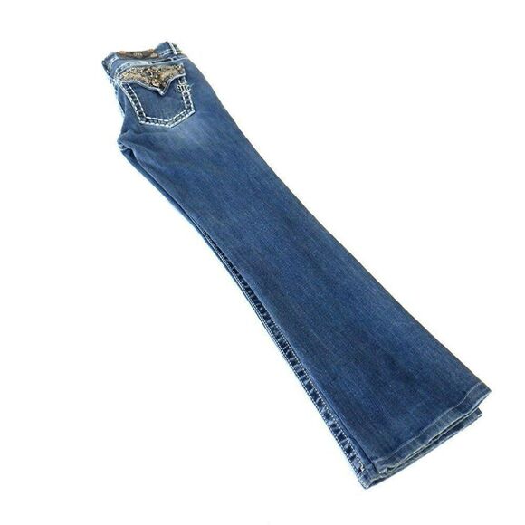 Miss Me metal & gems accts boot cut  jeans - Picture 6 of 7